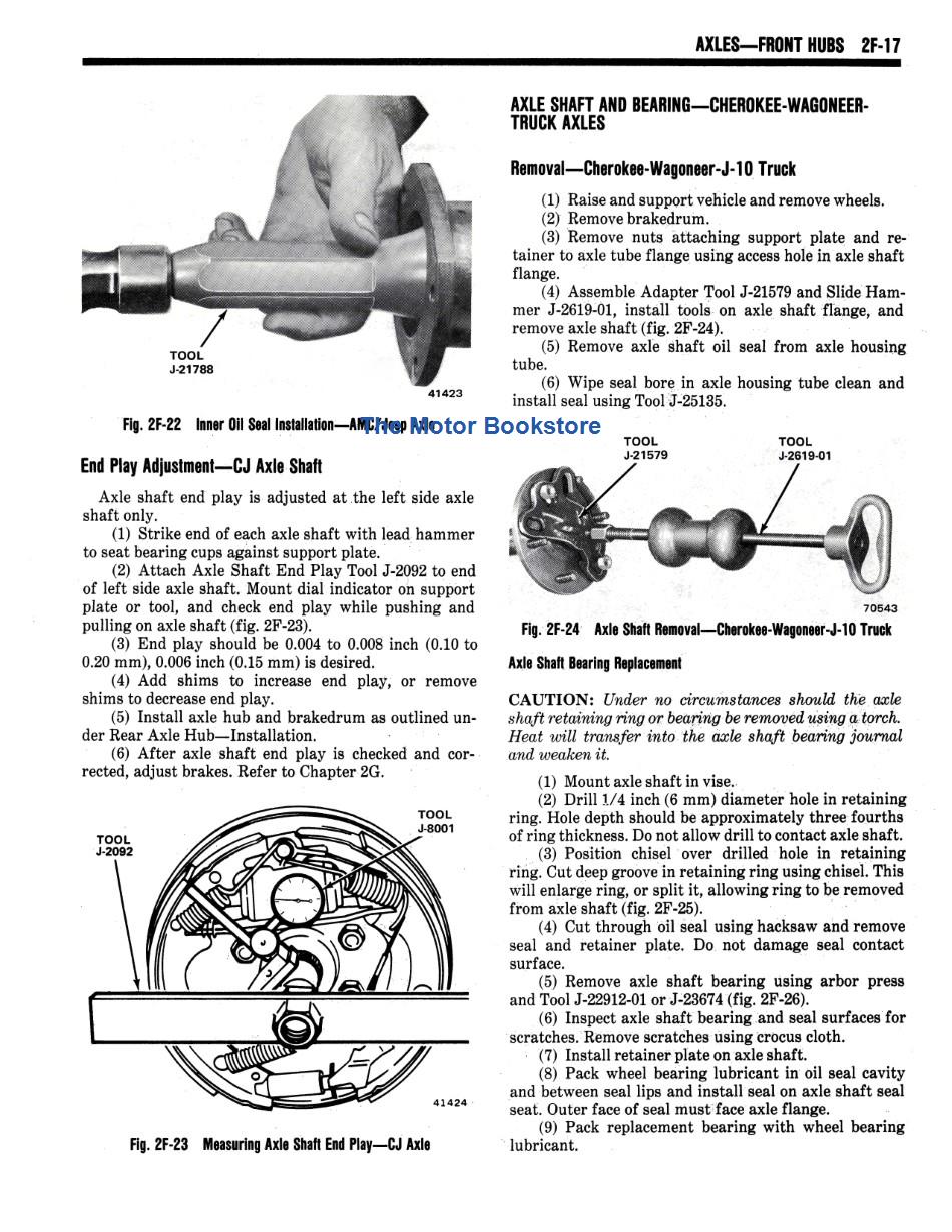 1980 Jeep Shop Manual Sample Page - Axles-Front Hubs