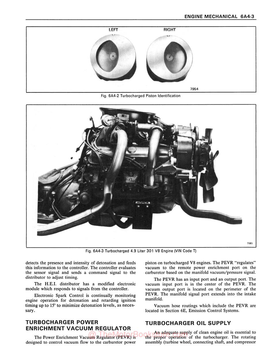 1980 Pontiac Service Manual Supplement - Sample Page - Turbocharged Engine