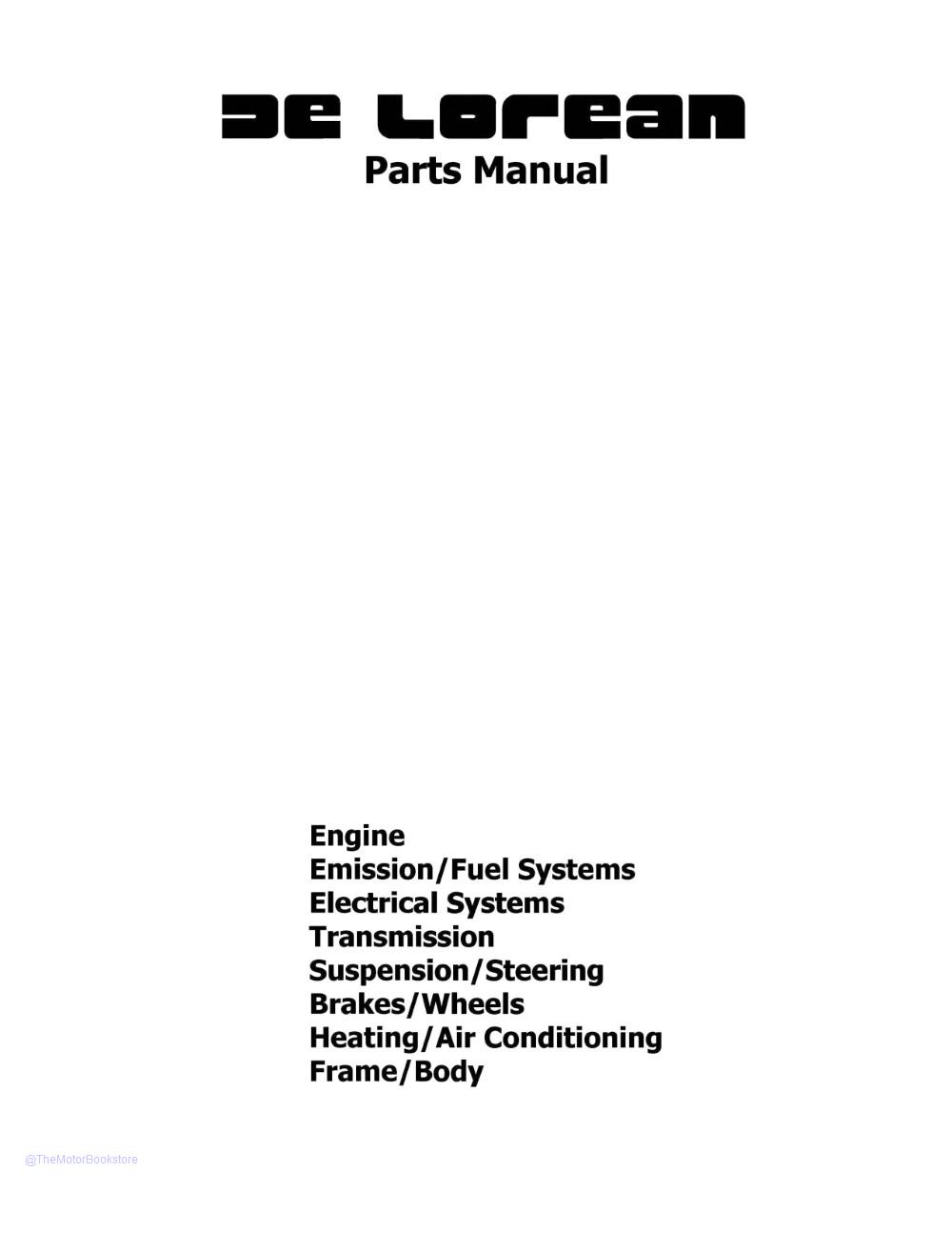 1981-1983 DeLorean Parts Identification Manual  - Table of Contents