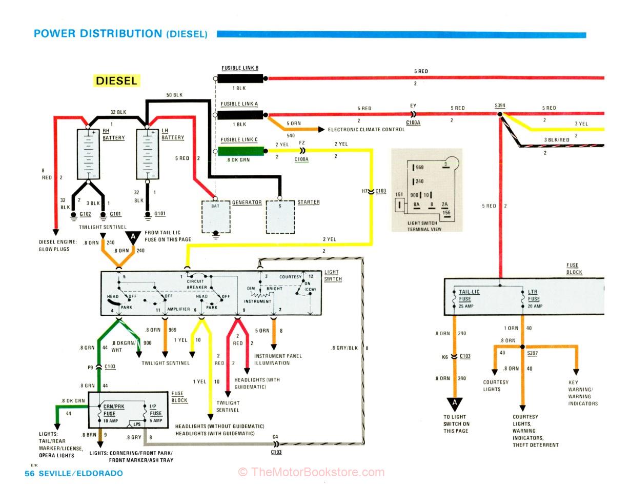 1981 Cadillac Seville, Eldorado Electrical Troubleshoot Manual - Power Distribution - Diesel