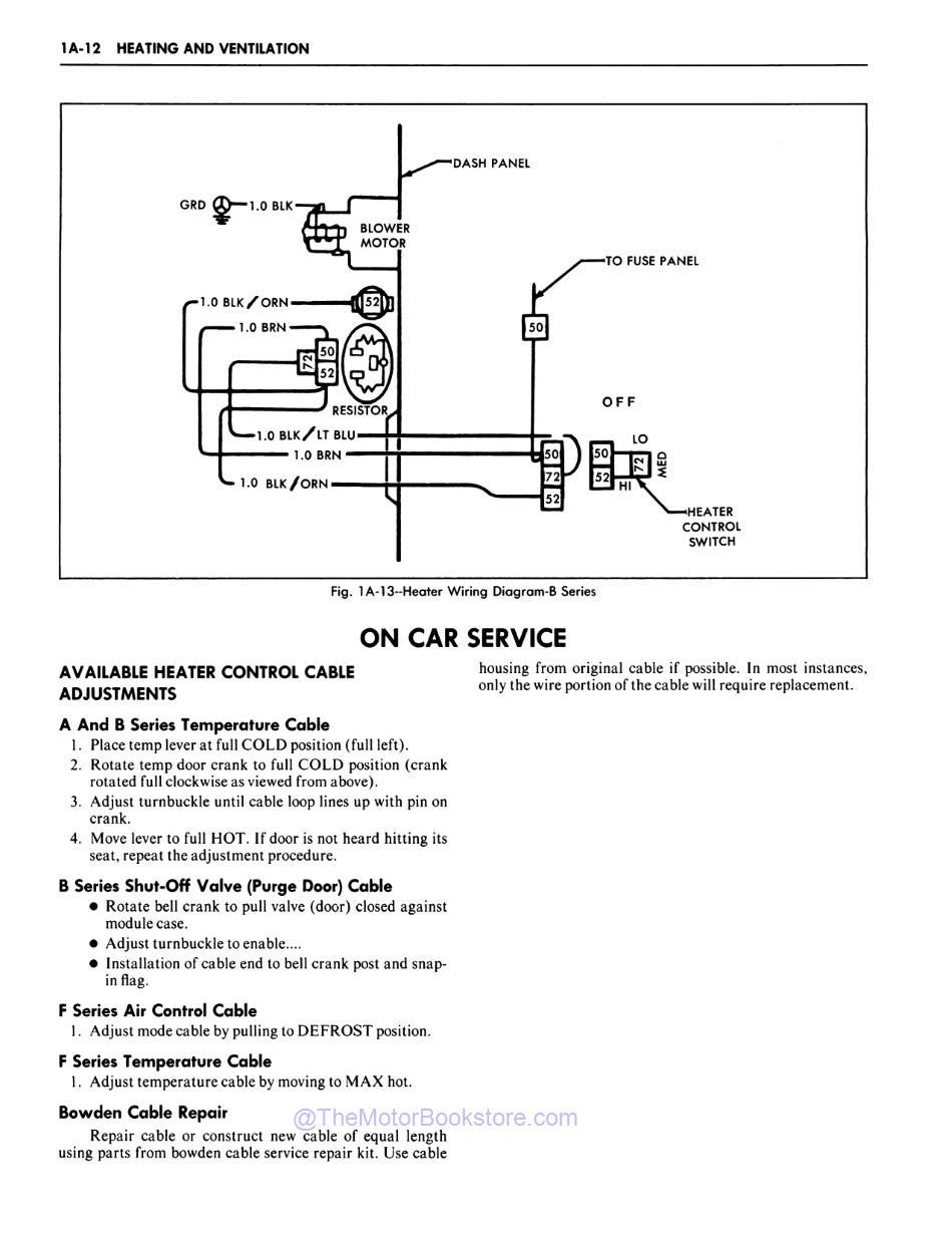 1981 Chevrolet Car Shop Manual Sample Page - Heater Wiring Diagram