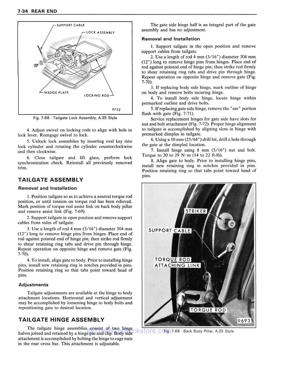 1981 Fisher Body Service Manual Sample Page - Tailgate Hinge Assembly