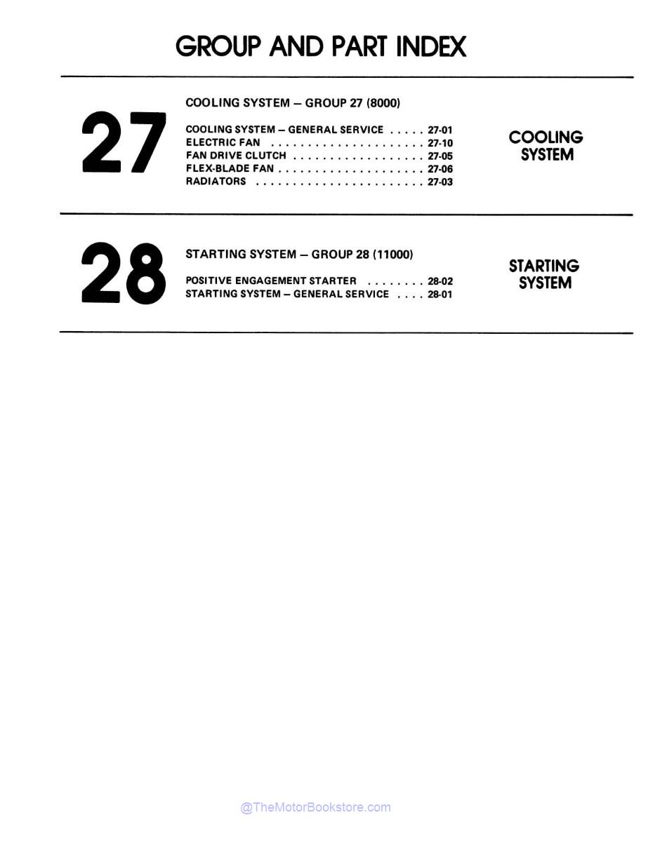 1981 Ford Mustang, Thunderbird, & Mercury Shop Manual - 3 Vols  - Table of Contents 8