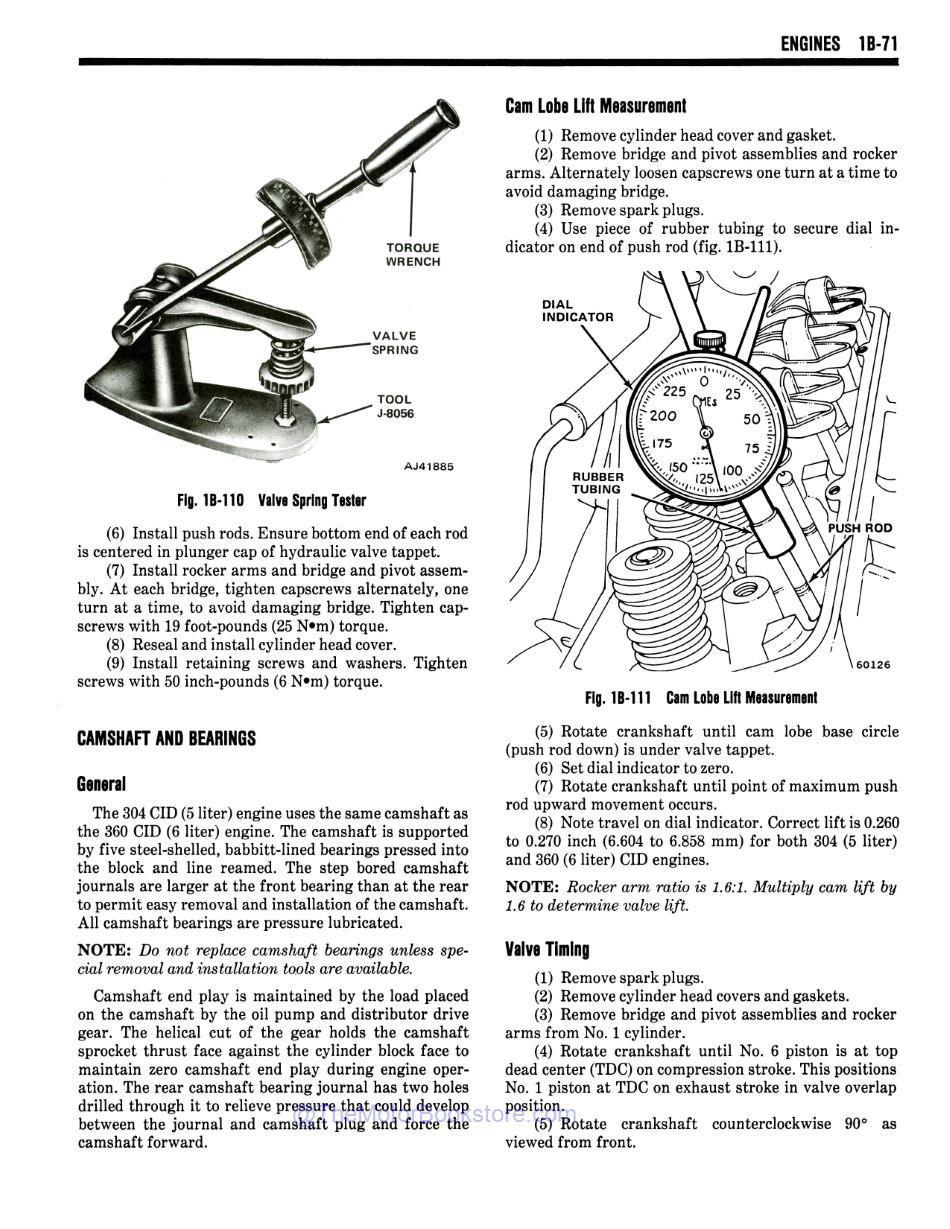 1981 Jeep Shop Manual Sample Page - Valve Timing