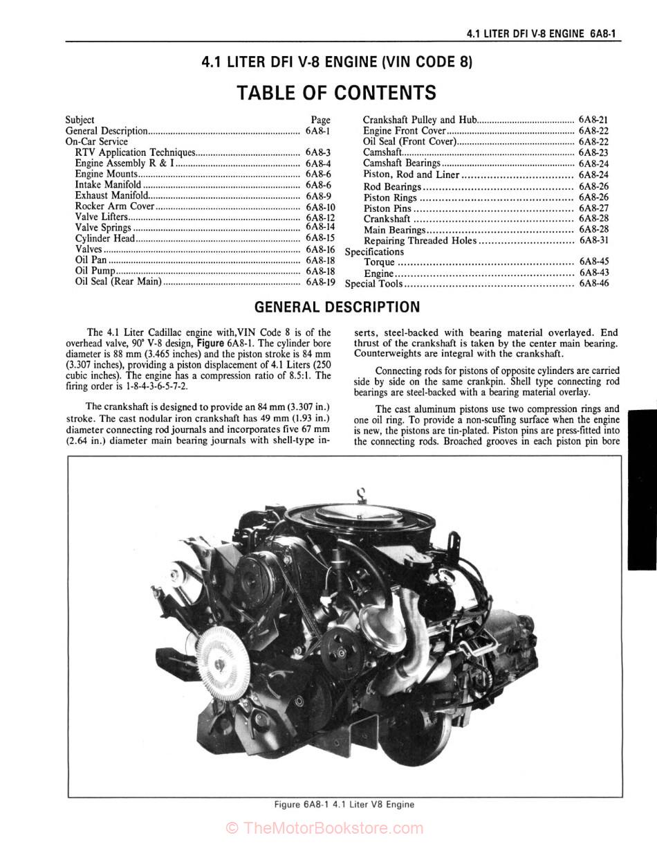1982 Cadillac Shop Manual & Updates 2 Volume Set - OEM - 4.1L DFI V-8 Engine