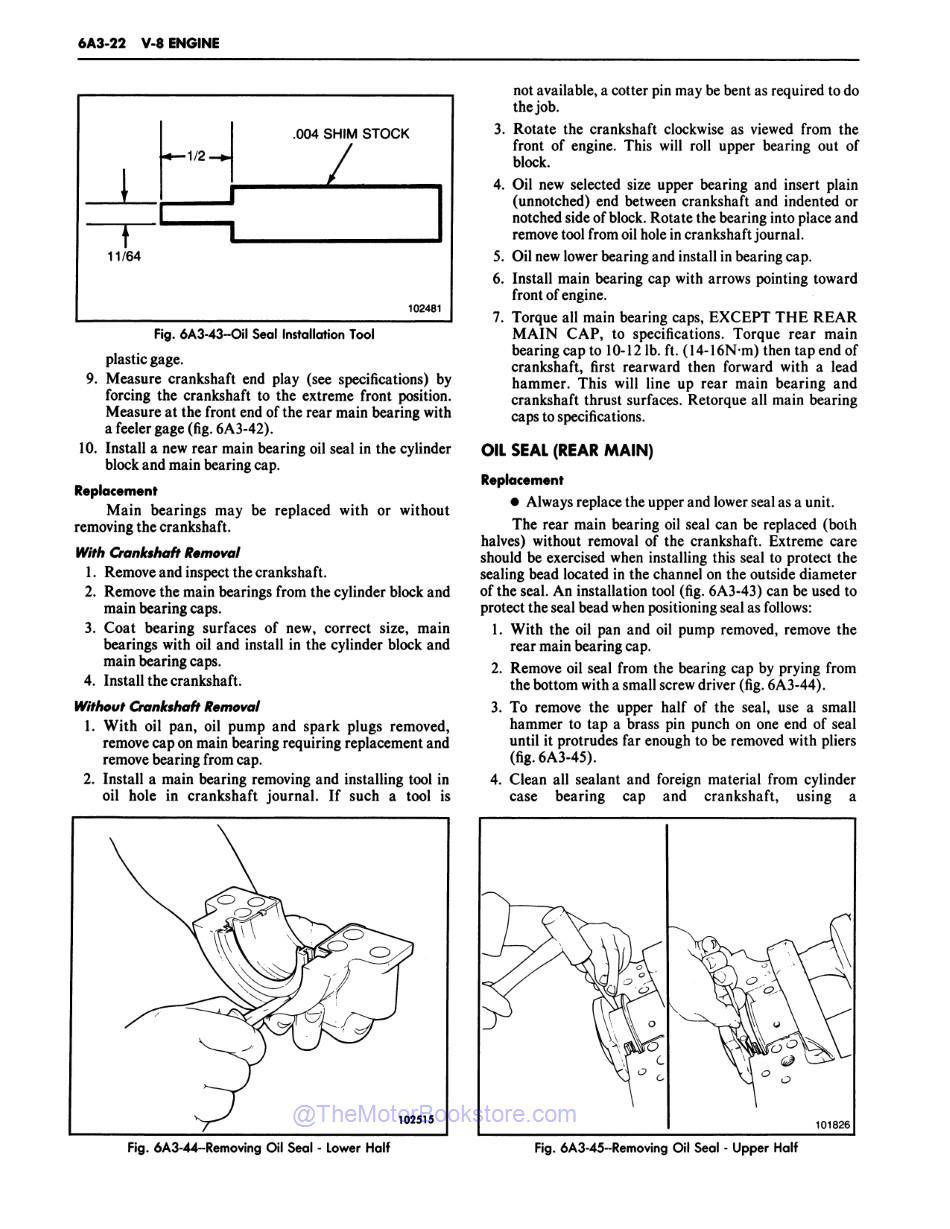 1982 Chevrolet Camaro Shop Manual Sample Page - Oil Seal Rear Main Replacement