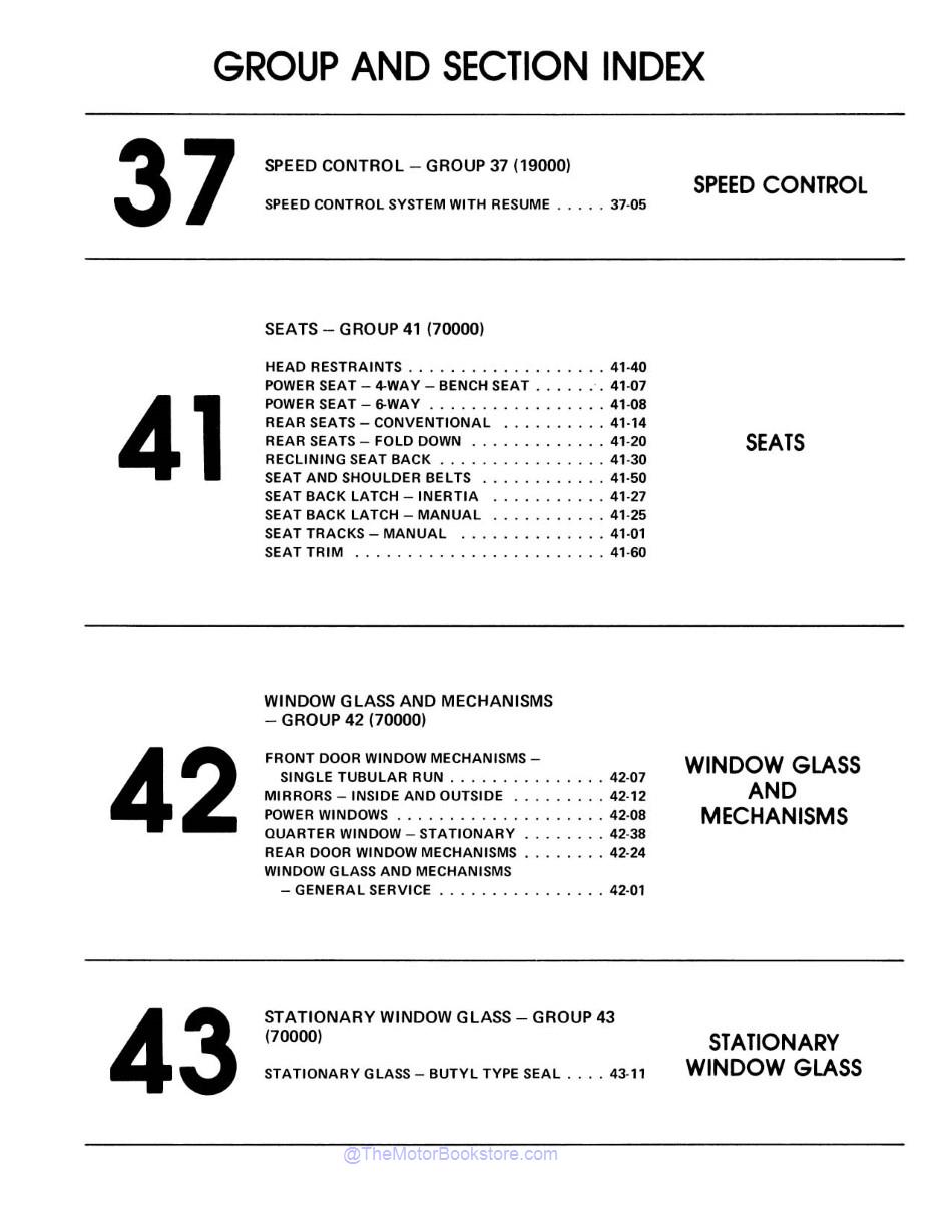 1982 Ford Mustang, Lincoln, Mercury Shop Manual - 3 Volumes  - Table of Contents 4