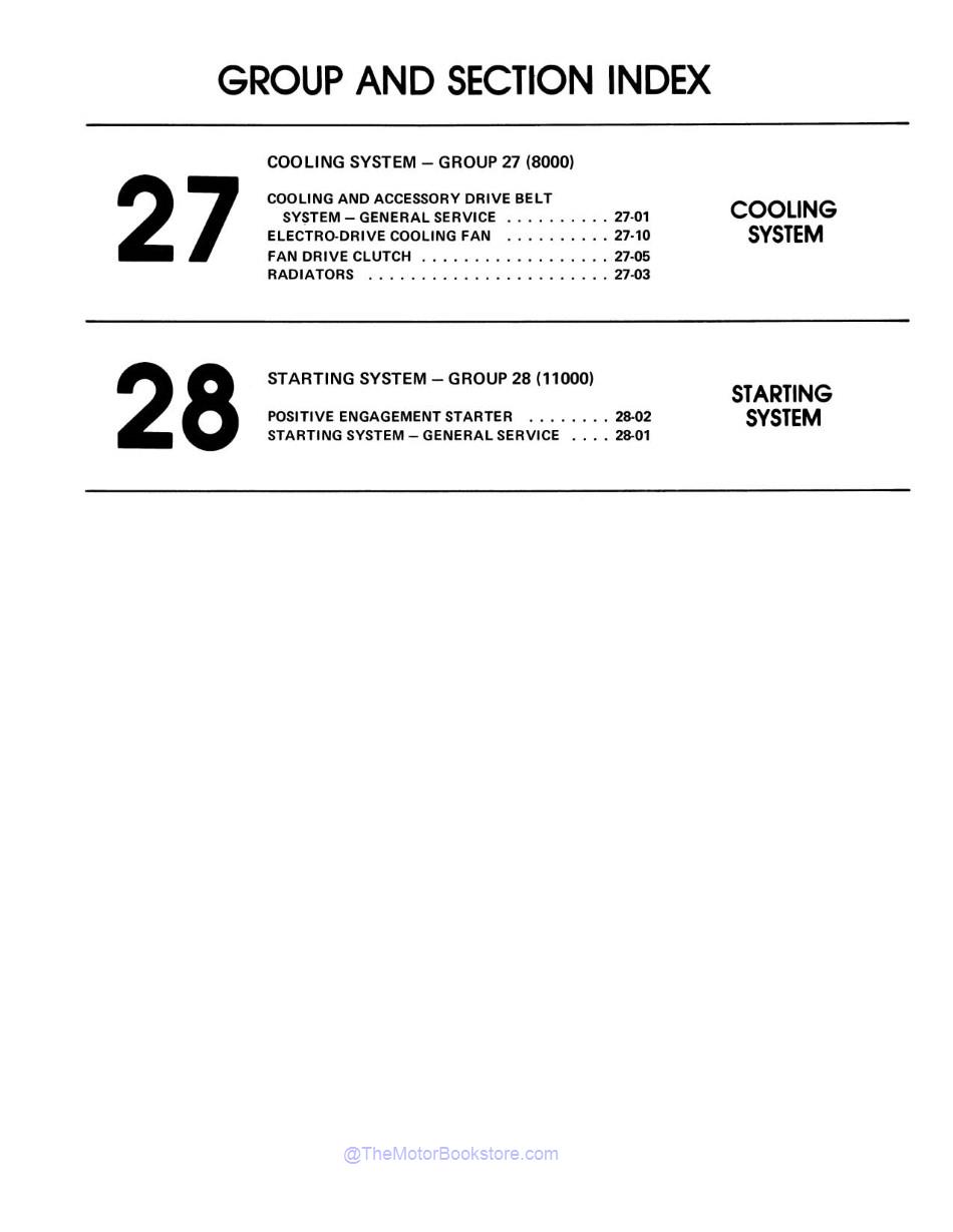 1982 Ford Mustang, Lincoln, Mercury Shop Manual - 3 Volumes  - Table of Contents 8