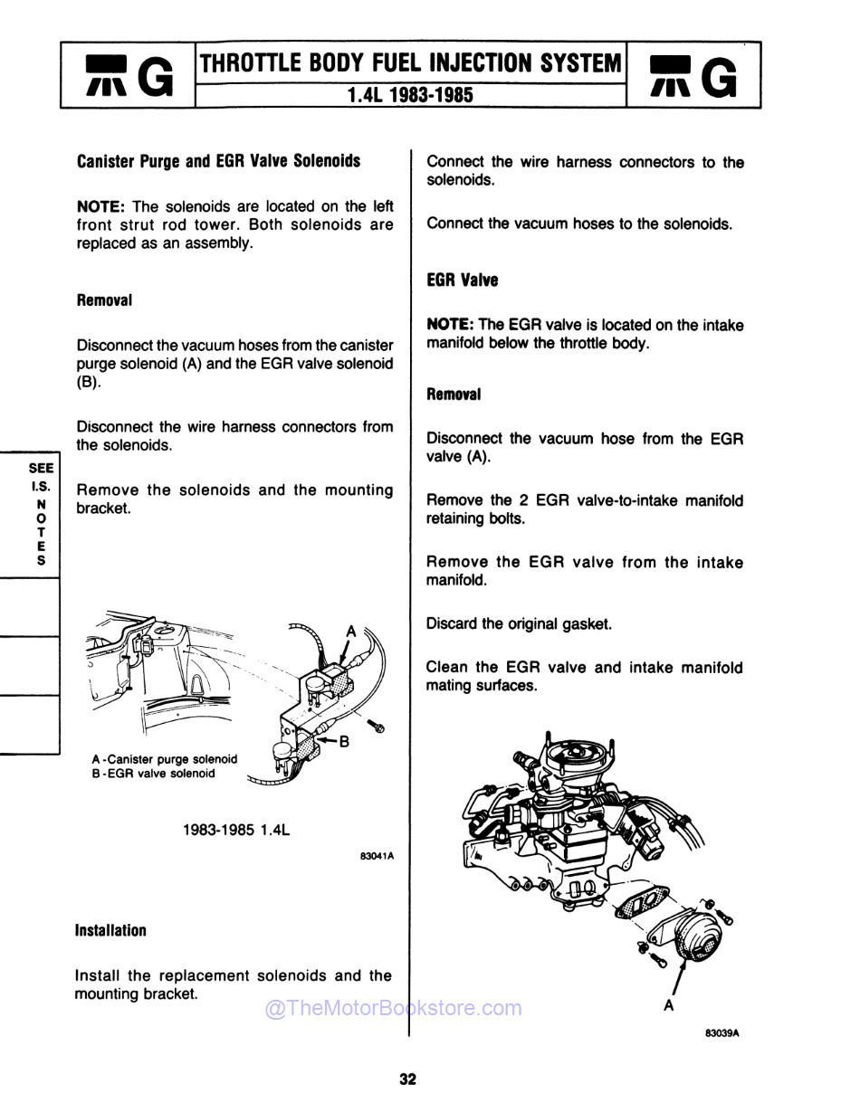 1983 - 1987 Jeep INJ. TBI / Throttle Body Fuel Injection Service Manual Sample Page - EGR Valve Solenoids