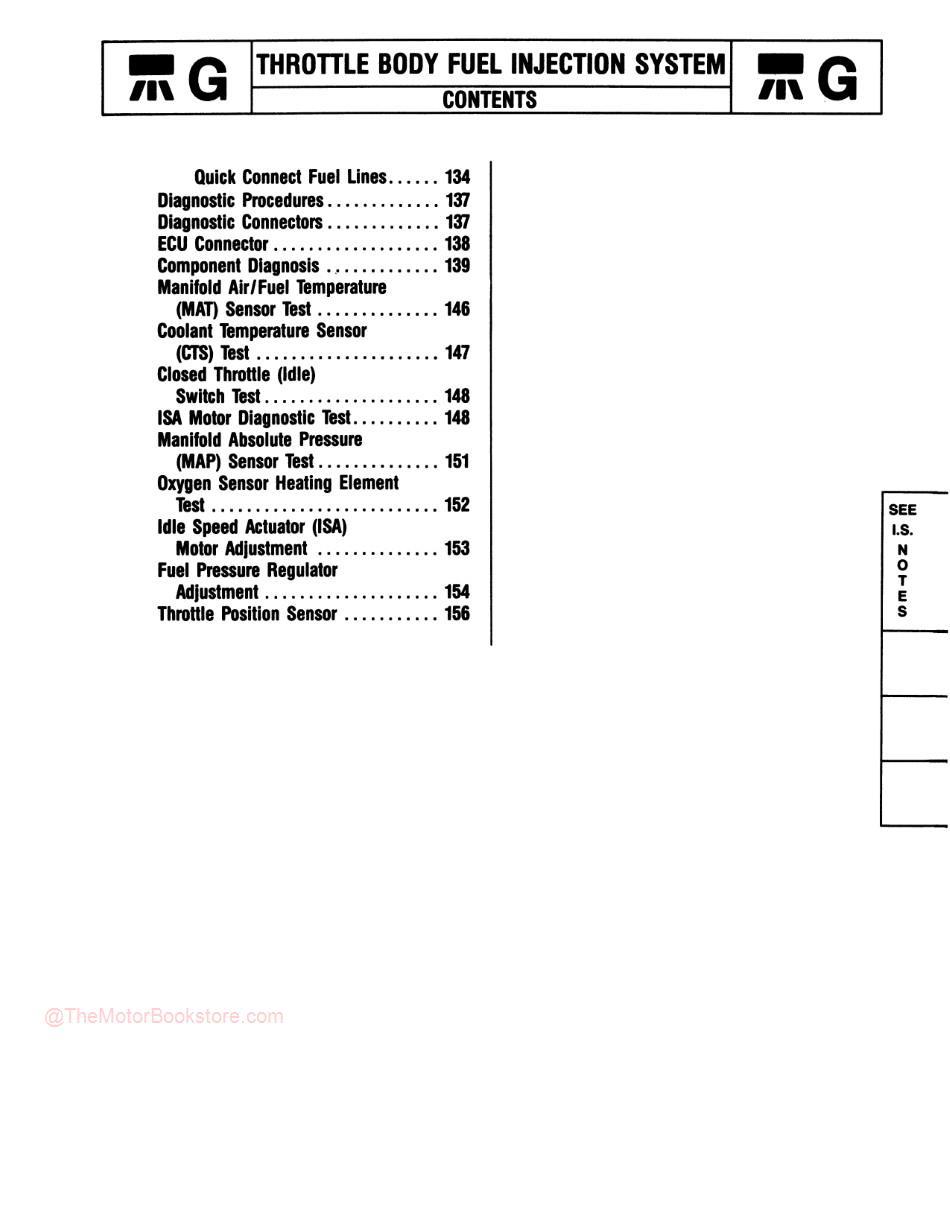1983 - 1987 Jeep INJ. TBI / Throttle Body Fuel Injection Service Manual - Table of Contents 3