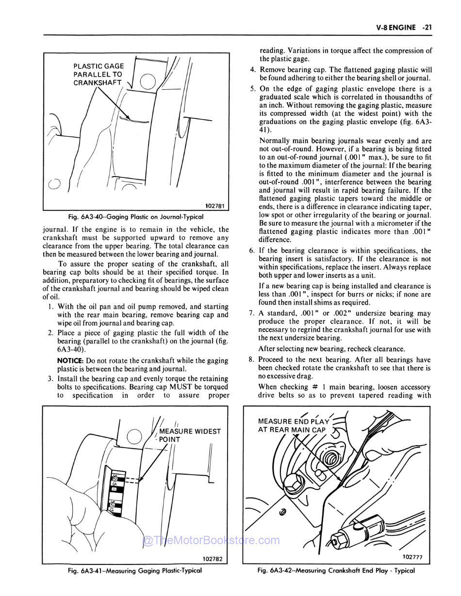 1983 Chevrolet Camaro Shop Manual Sample Page - V8 Engine Crankshaft End Play