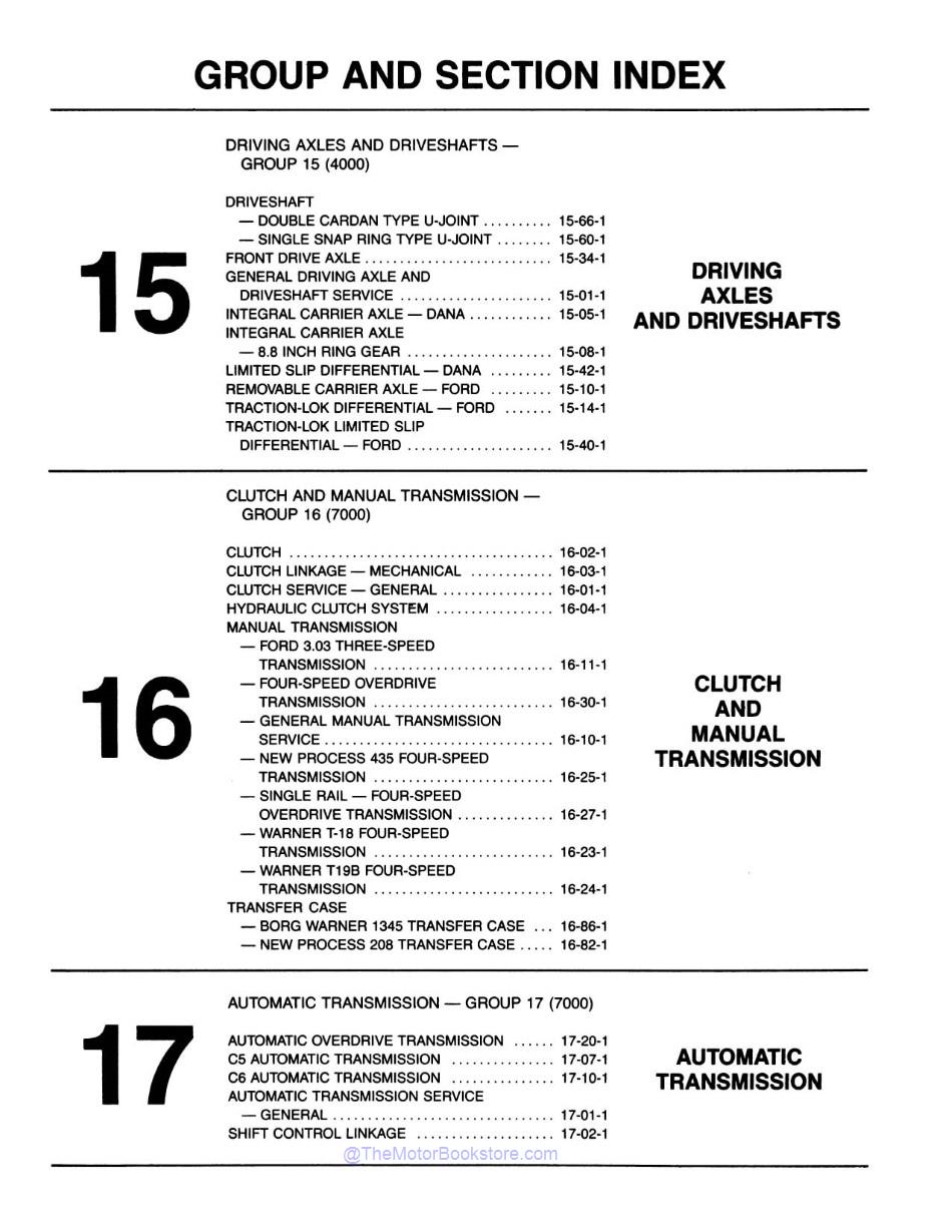 1983 Ford Truck Shop Manual - Body, Chassis, Engine & Electrical  - Table of Contents 2