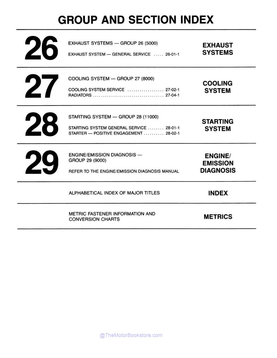 1983 Ford Truck Shop Manual - Body, Chassis, Engine & Electrical  - Table of Contents 8