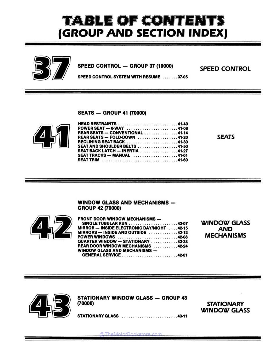 1983 Ford Mustang, Lincoln, Mercury Shop Manual - 3 Volumes  - Table of Contents 4