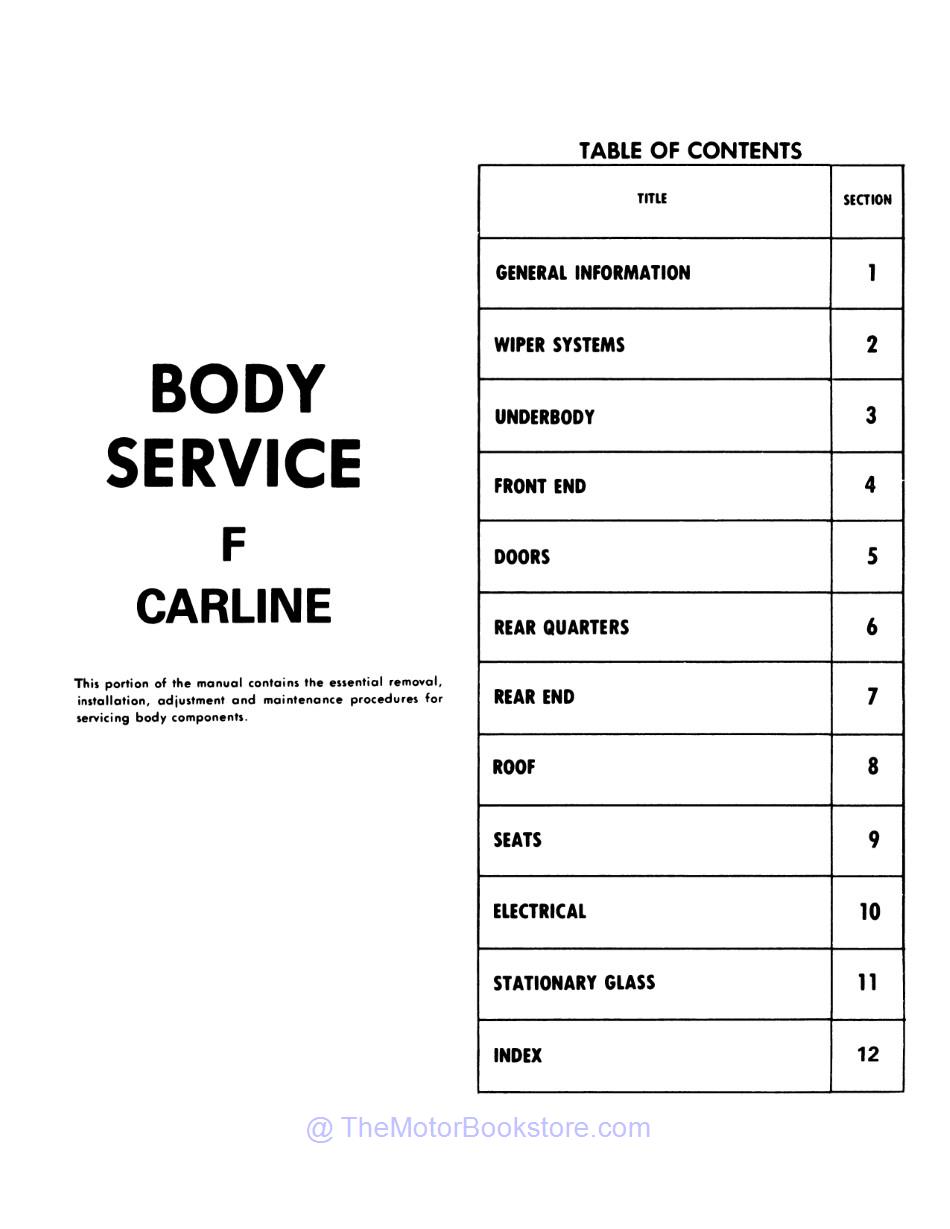 1983 Pontiac Firebird Chassis & Body Service Manual  - Table of Contents 2