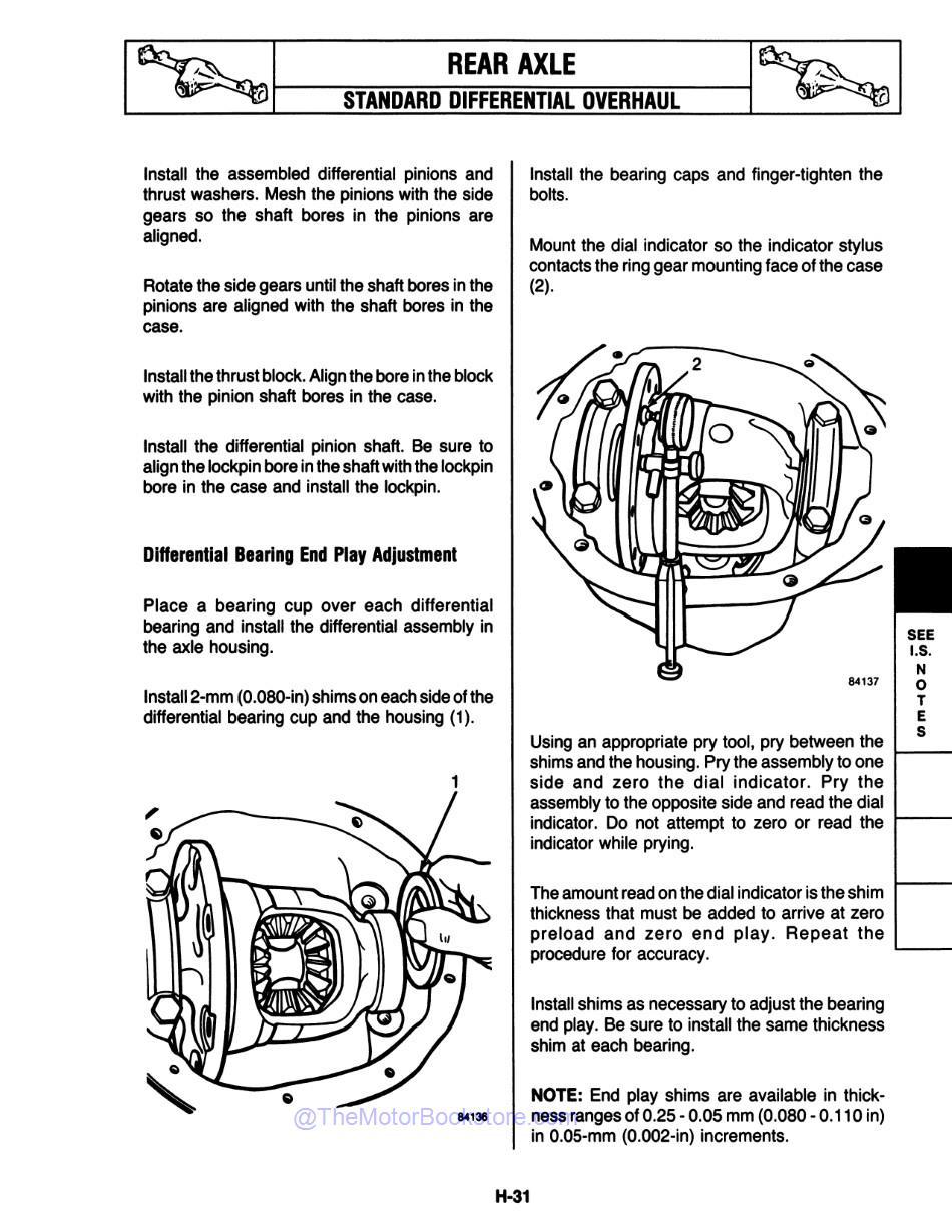 1984 - 1986 Jeep CJ-7 / Scrambler Shop Manual Sample Page - Bearing End Play Adjustment