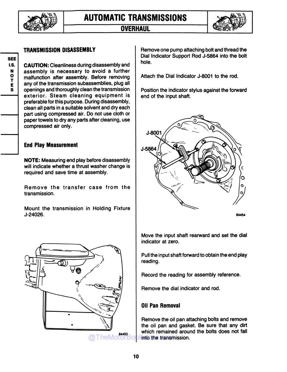 1984 - 1988 Jeep 700 / 900 Series Transmission Service Manual Sample Page - End Play Adjustment