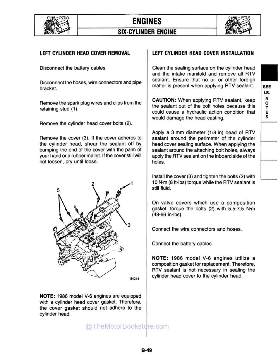 1984 - 1988 Jeep Cherokee / Wagoneer Shop Manual Sample Page - Engines
