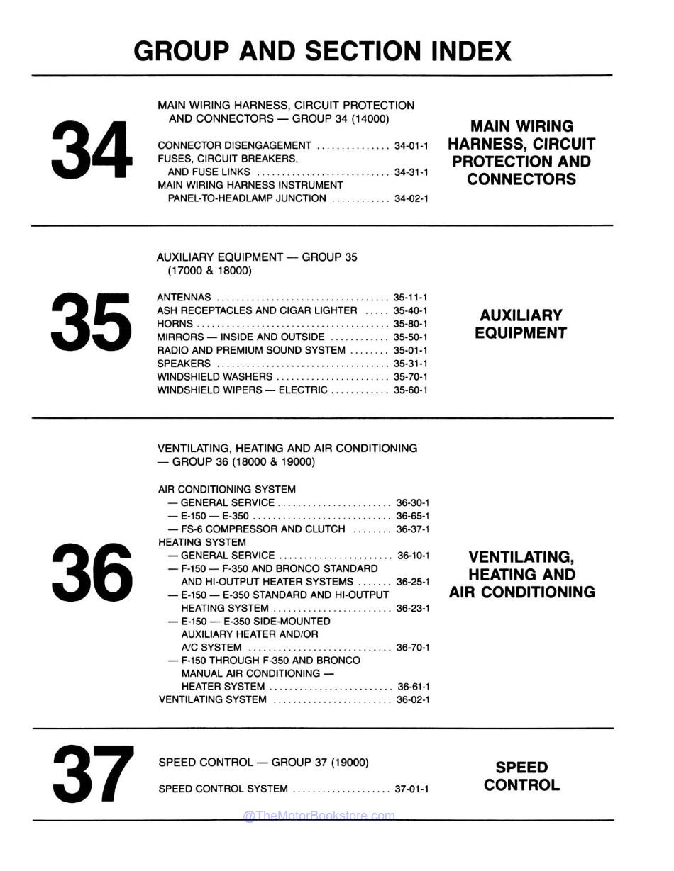 1984 Ford Truck Shop Manual - Body, Chassis, Engine & Electrical   - Table of Contents 4