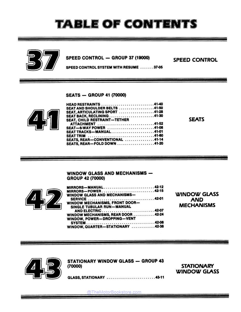 1984 Ford Mustang, Lincoln Mercury Shop Manual - 2 Volumes  - Table of Contents 4