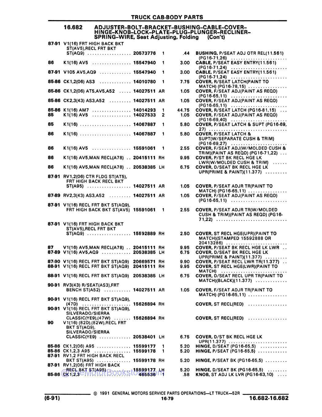 1985 - 1986 Chevrolet & GMC C/K, 1987 - 1991 R/V Truck Parts Catalog - Sample Page 2