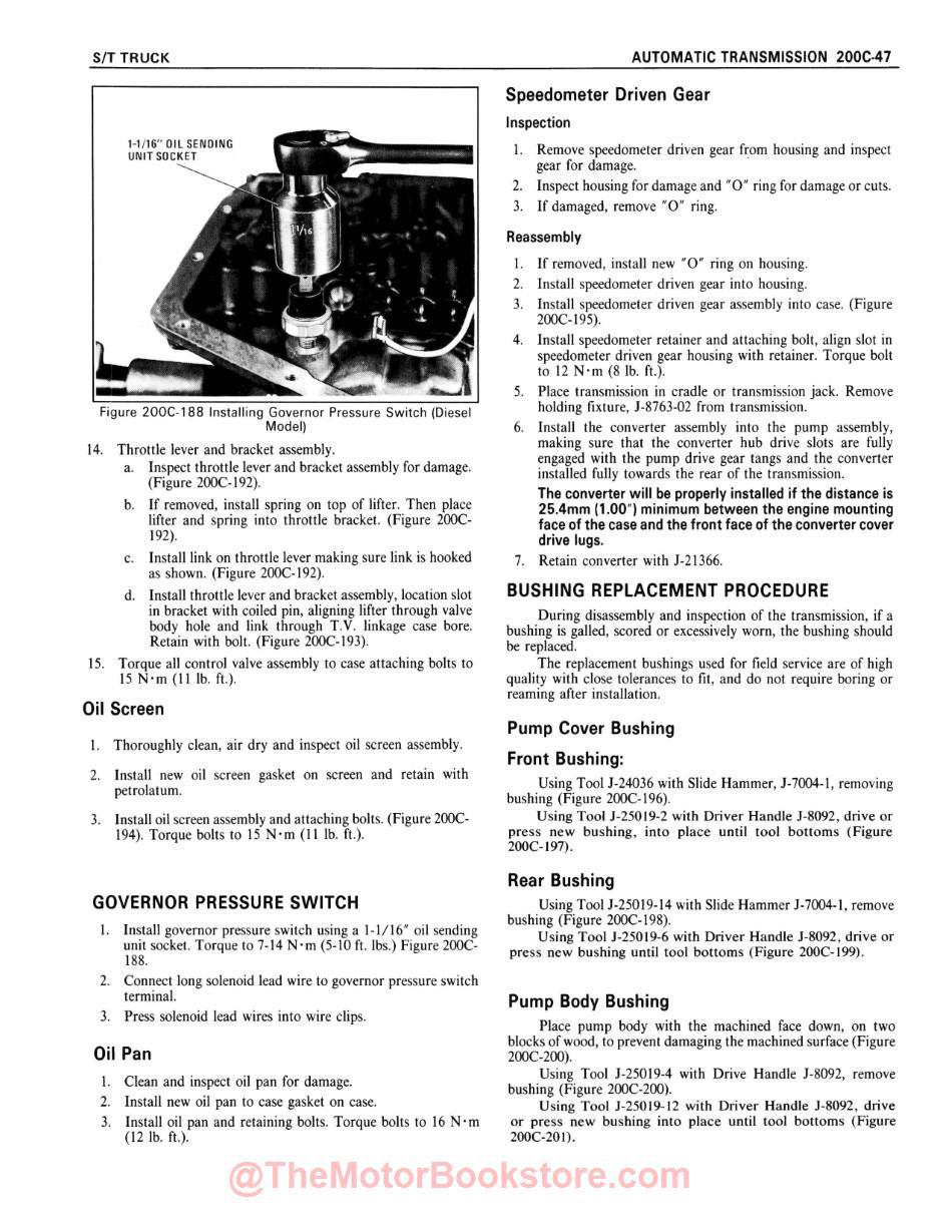 1985 Chevy S-10 LD Truck Shop Manual - Sample Page - Automatic Transmission