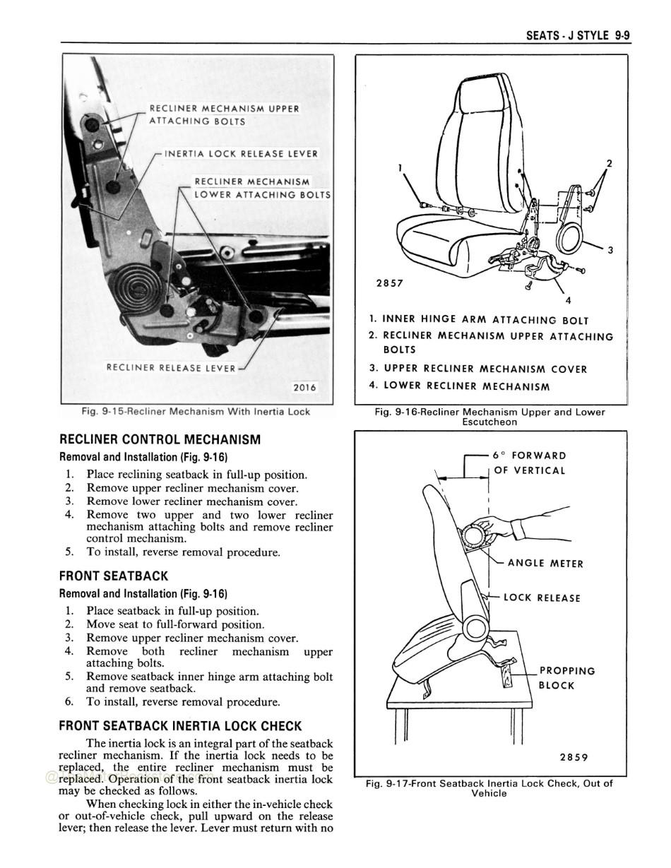 1985 Fisher Body A-X-J-N Service Manual - Seats - J Style