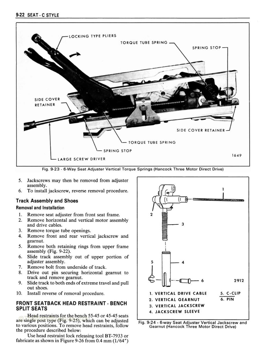 1985 Fisher Body C Service Manual - Seat