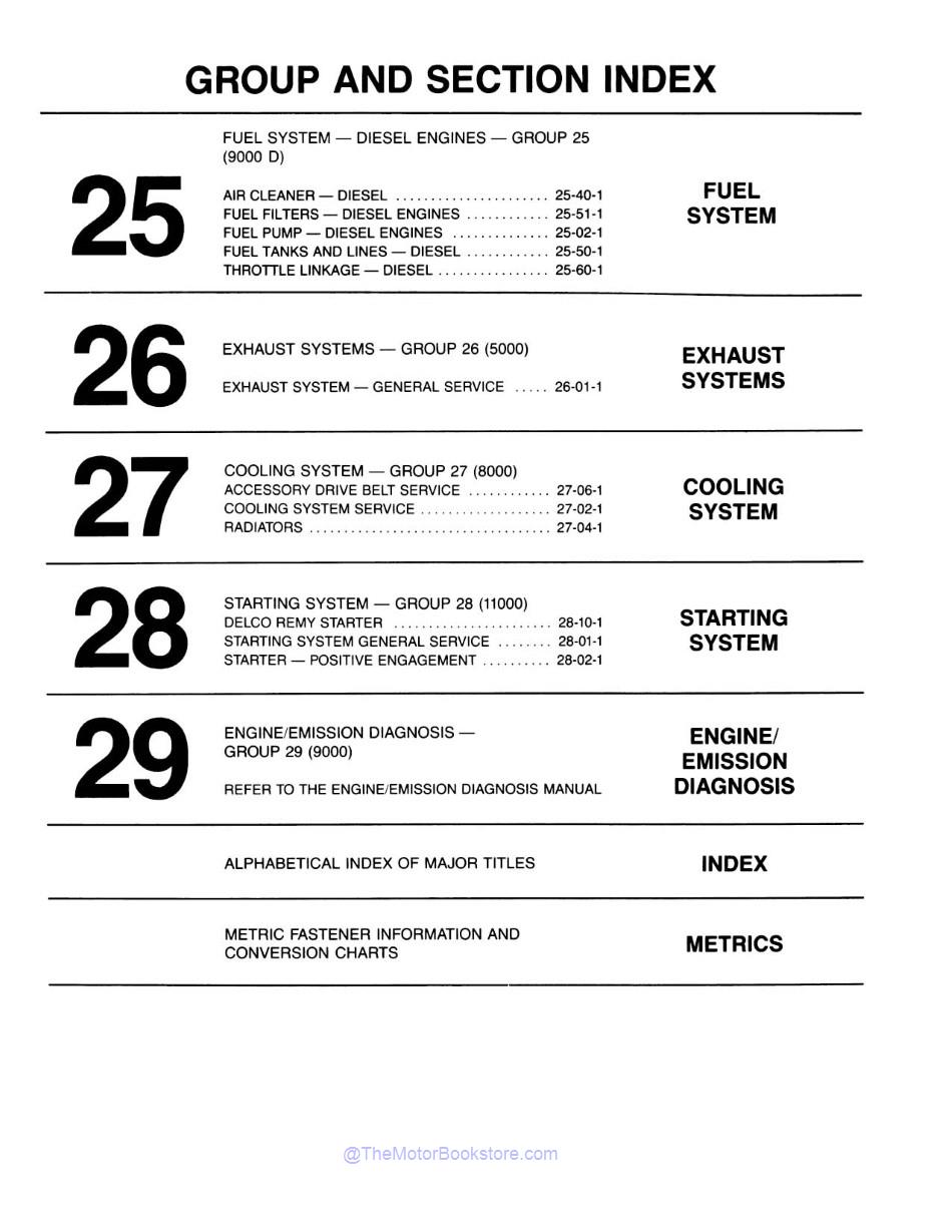 1985 Ford Truck Shop Manual - Body, Chassis, Engine & Electrical  - Table of Contents 8