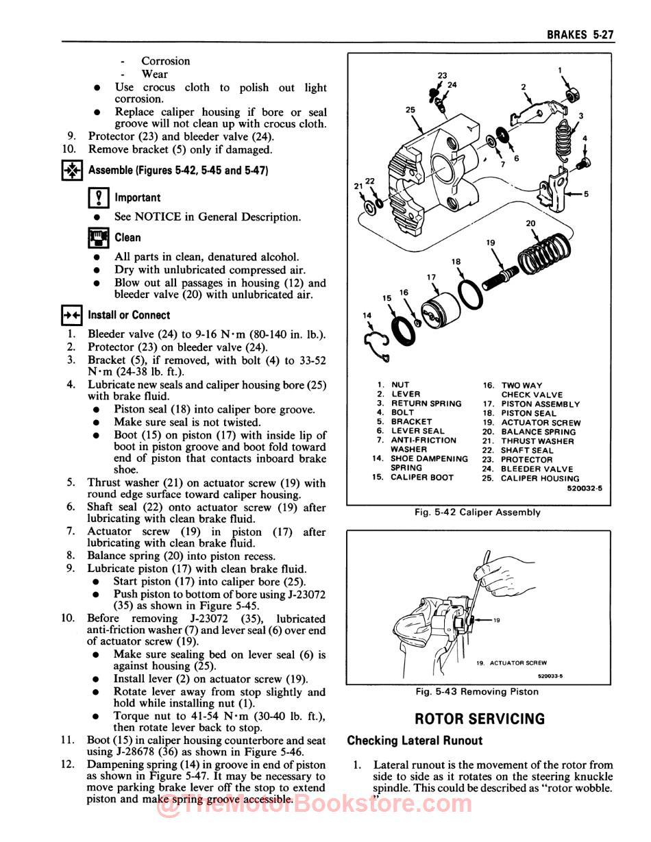 1985 Pontiac Fiero Service Manual - Sample Page - Brakes