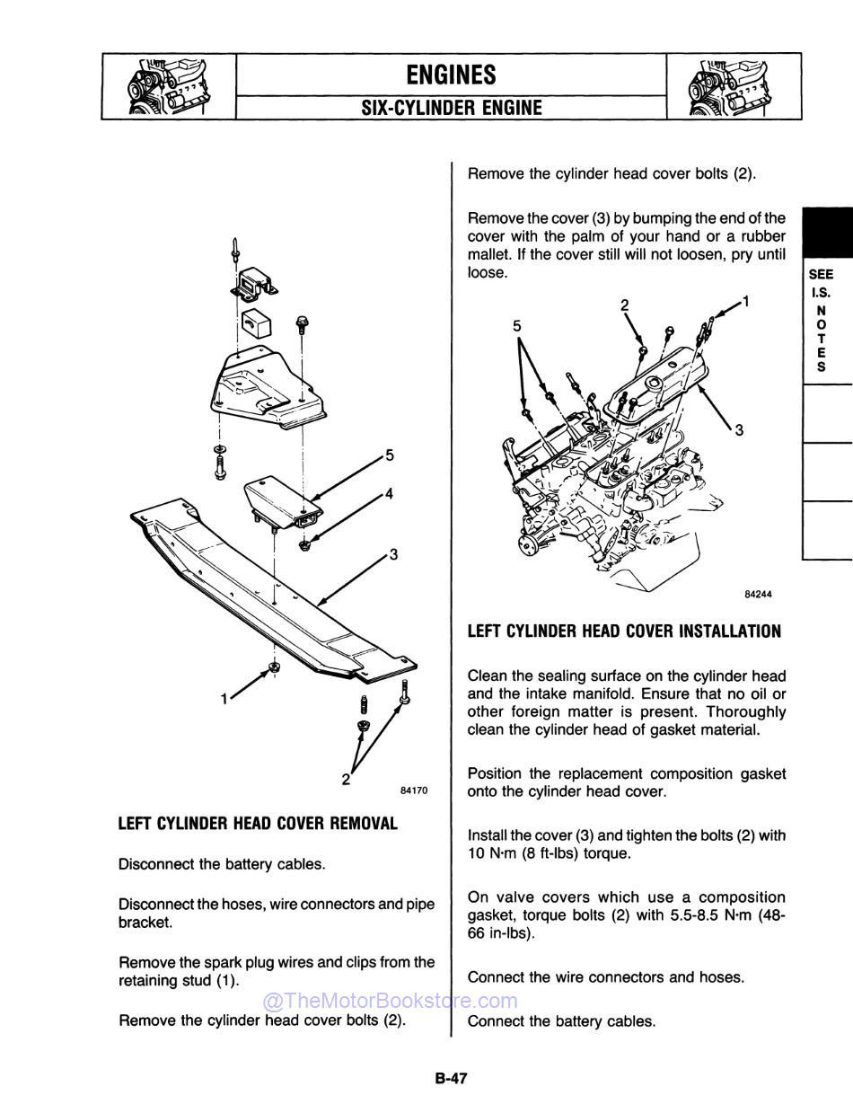 1986 - 1988 Jeep Comanche Service Shop Manual Sample Page - Head Cover Removal