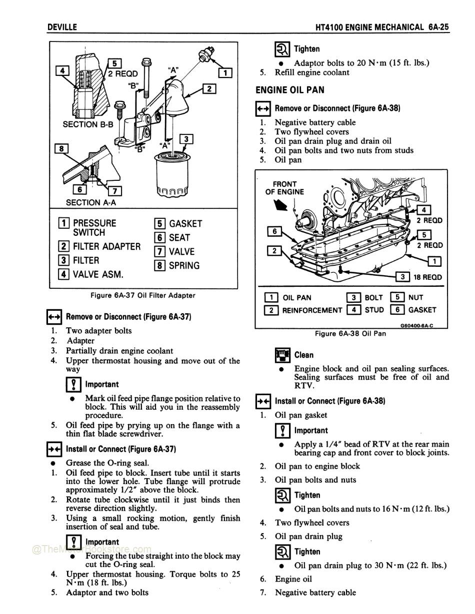 1986 Cadillac DeVille, Fleetwood Shop Manual - HT4100 Engine Oiling