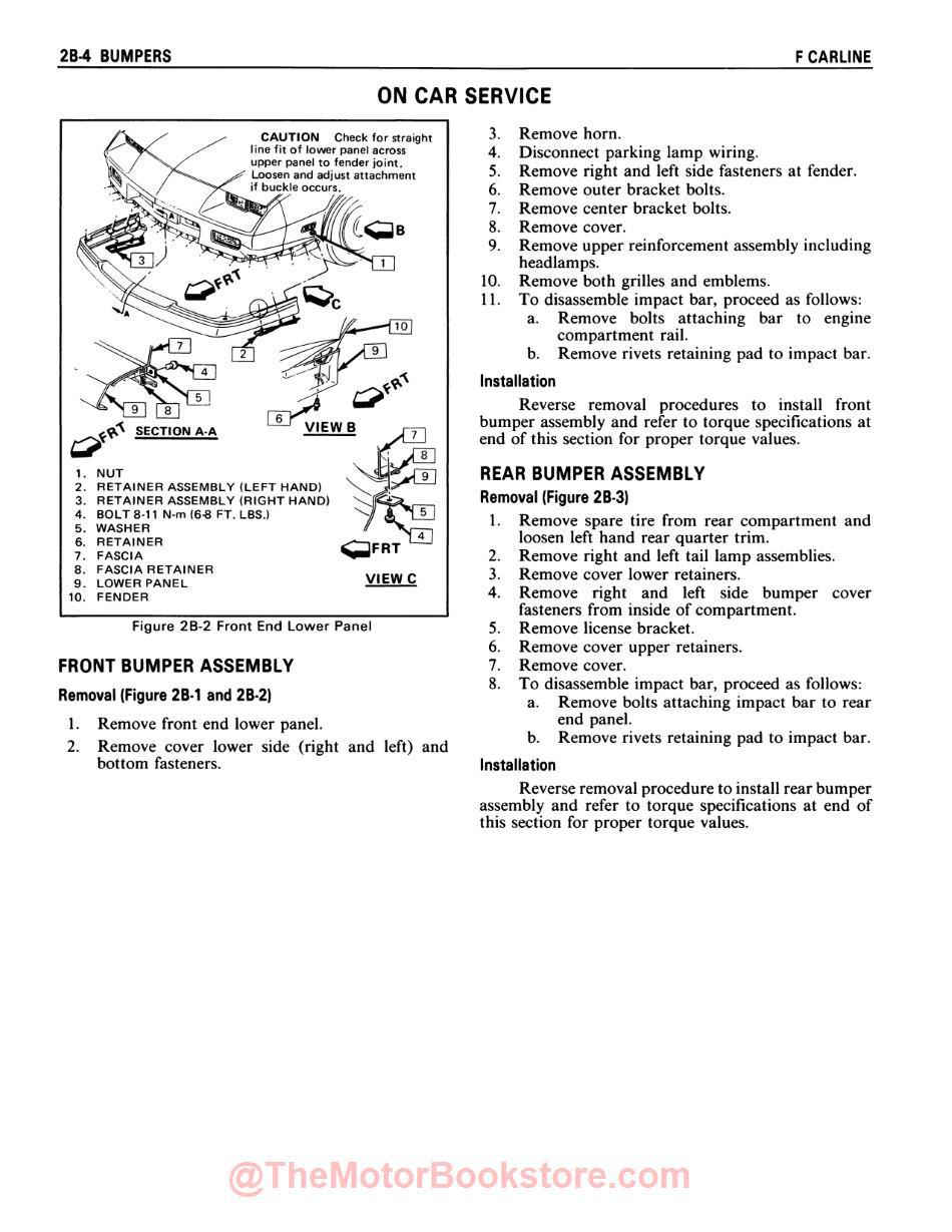 1986 Chevy Camaro Shop Manual - Sample Page - Bumpers