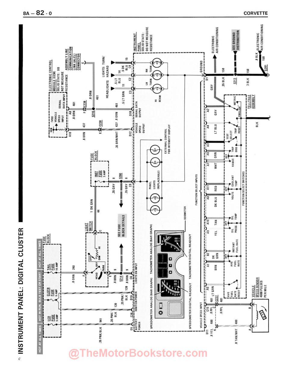 1986 Chevy Corvette Shop Manual - Sample Page - Instrument Panel:  Digital Cluster