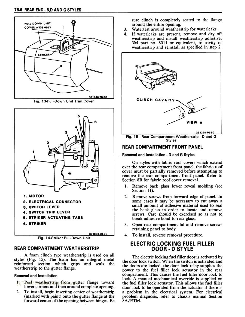 1986 Fisher Body Service Manual - Rear Compartment - B,D & G Styles