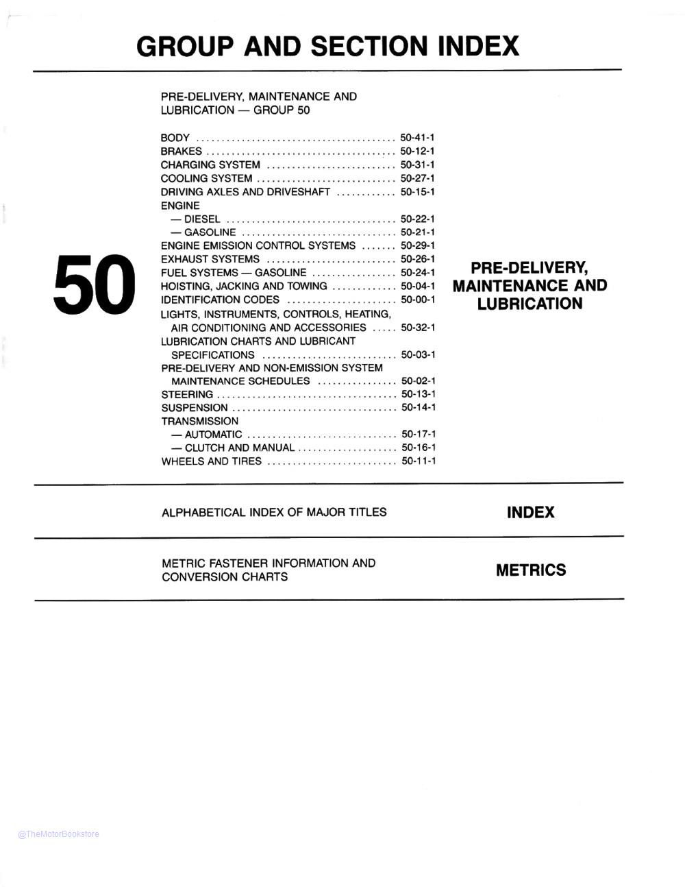 1986 Ford Truck F-150-350, E-150-350 Vans & Bronco Shop Manuals  - Table of Contents 9