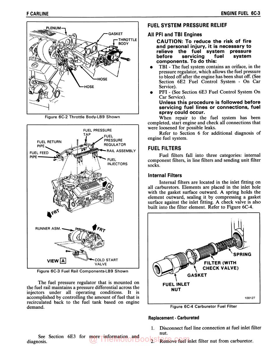 1986 Pontiac Firebird Chassis & Body Service Manual - Sample Page - Engine - Fuel