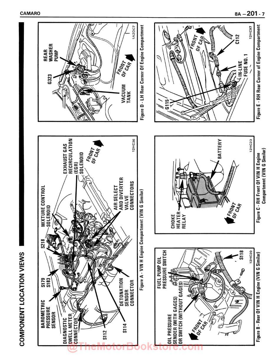 1987 Camaro Electrical Diagnosis Shop Manual Supplement - Sample Page - Component Location Views