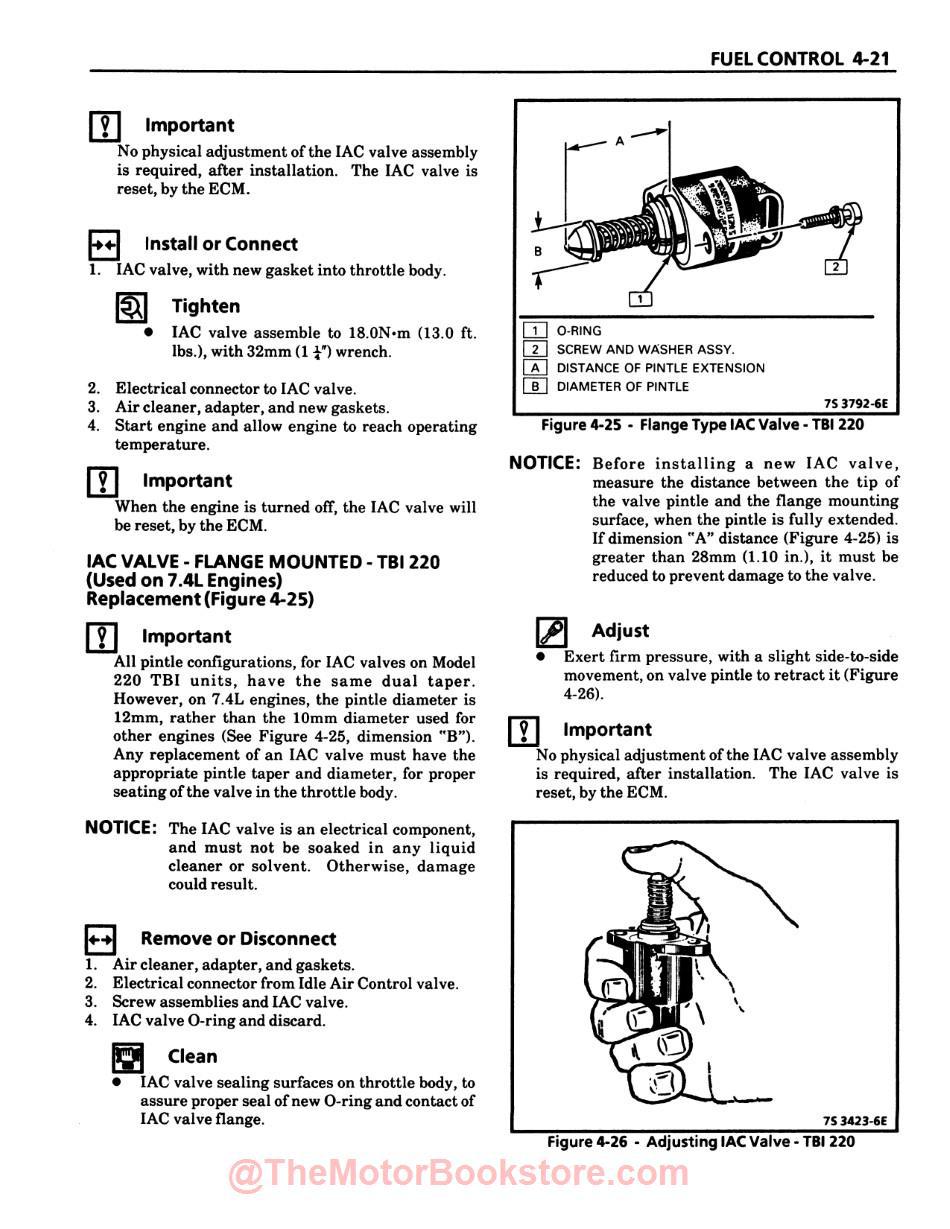 1987 Chevy Truck  Driveability & Emissions Service Manual Supplement - Sample Page - Fuel Control