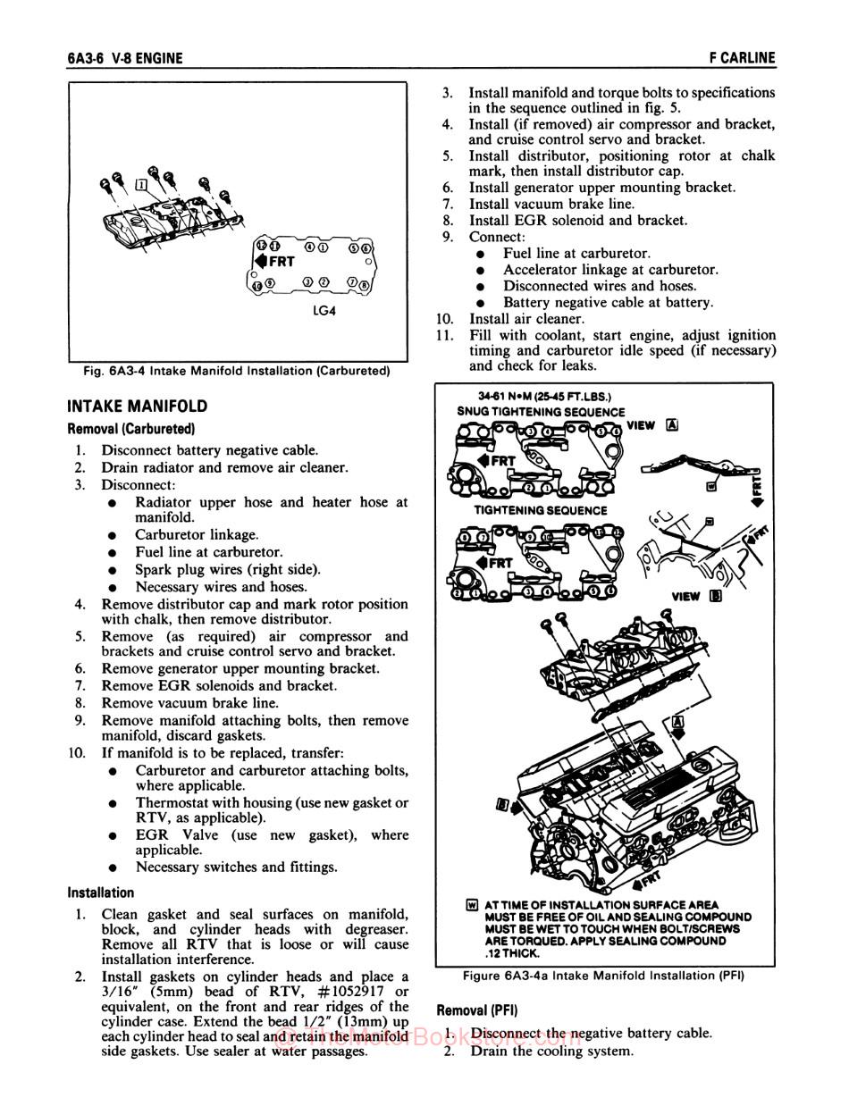 1987 Pontiac Firebird Chassis & Body Service Manual - Sample Page - V-8 Engine - Intake Manifold