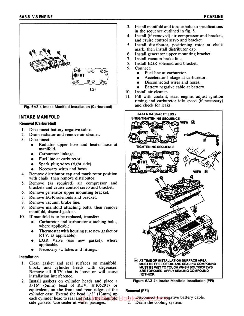 1987 Pontiac Firebird Chassis & Body Service Manual - Sample Page - V-8 Engine - Intake Manifold
