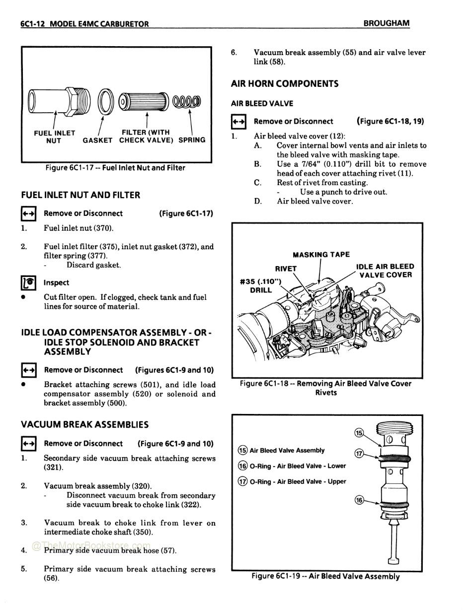 1988 Cadillac Brougham Shop Manual - Model E4MC Carburetor