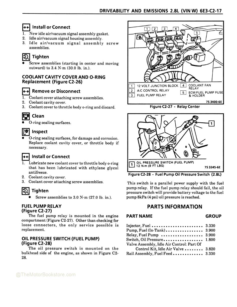 1988 Cadillac Cimarron Shop Manual - Driveability & Emissions 2.8L
