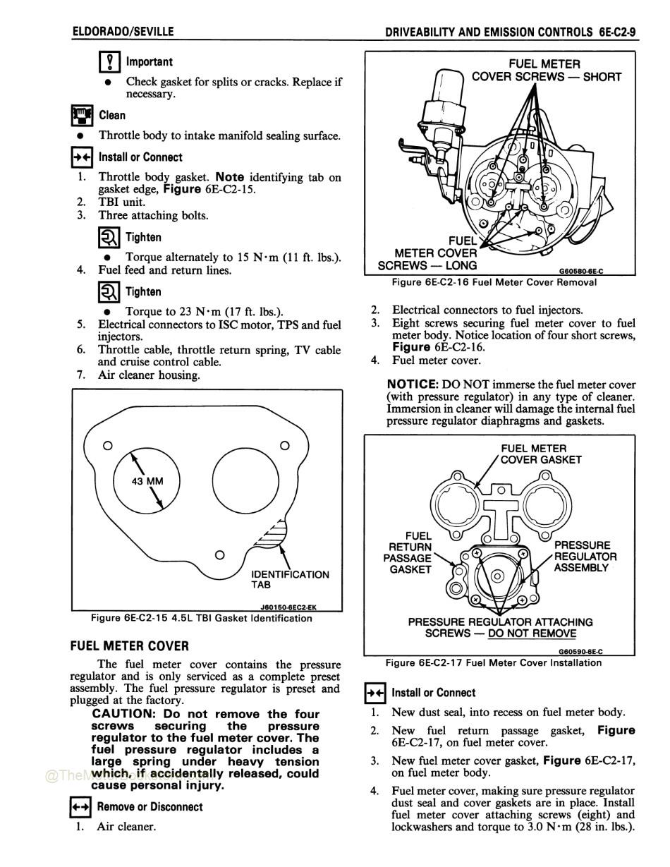 1988 Cadillac Eldorado, Seville Shop Manual - Throttle Body Injection