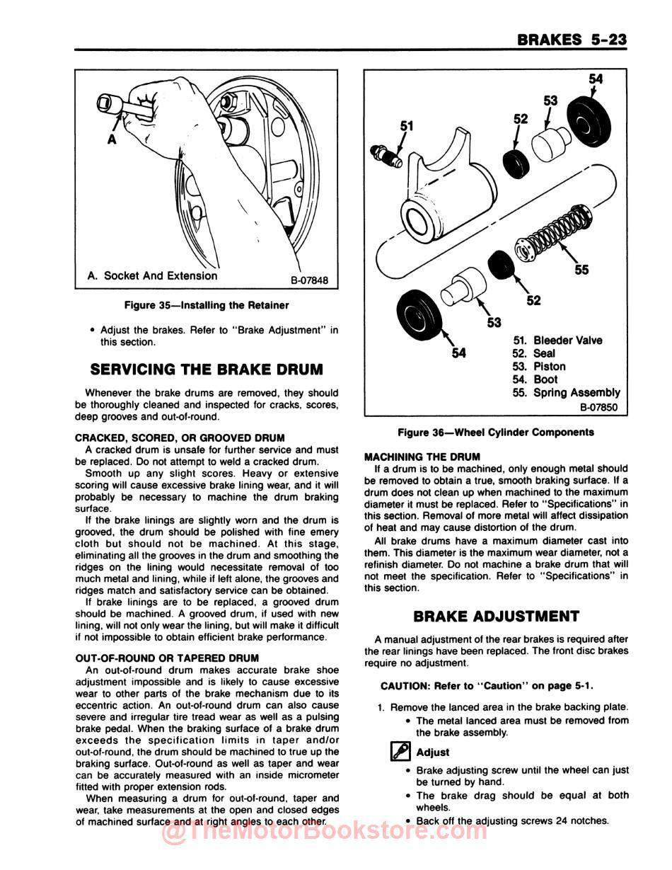 1988 Chevy S-10 LD Truck Shop Manual - Sample Page - Brakes