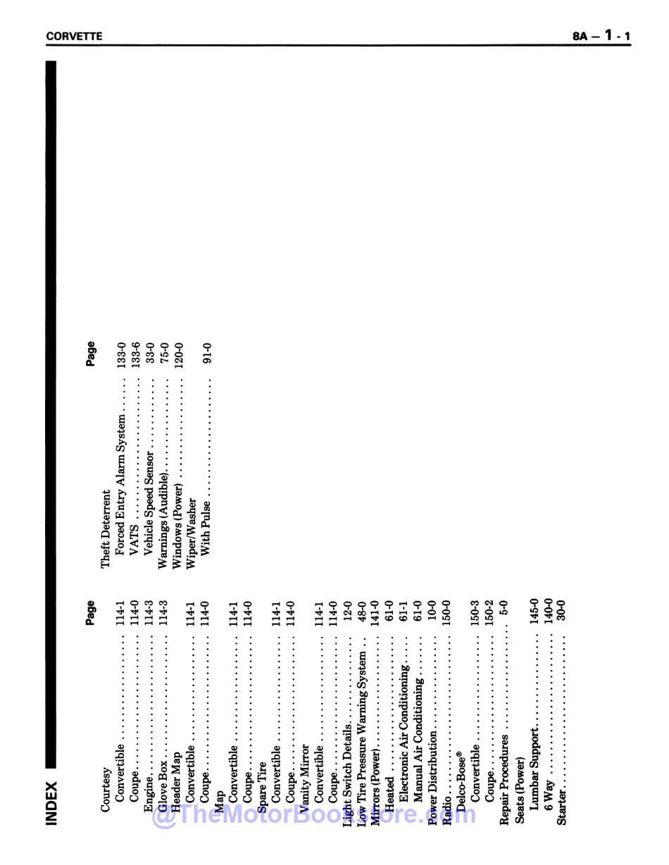 1988 Corvette Electrical Diagnosis Service Manual Supplement - COLOR  - Table of Contents 3