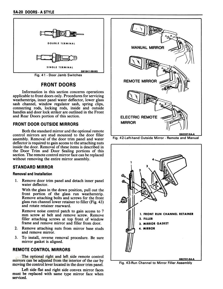 1988 Fisher Body Service Manual - Doors - A Style