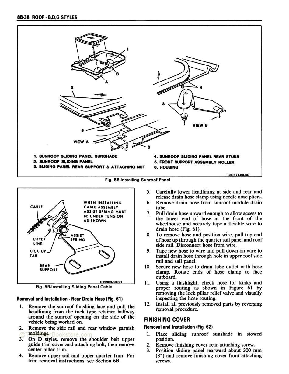 1988 Fisher Body Service Manual - Roof - B,D,G Style