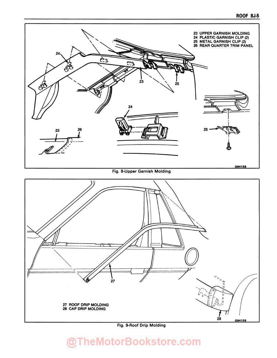 1988 Pontiac Fiero Service Manual - Sample Page - Roof