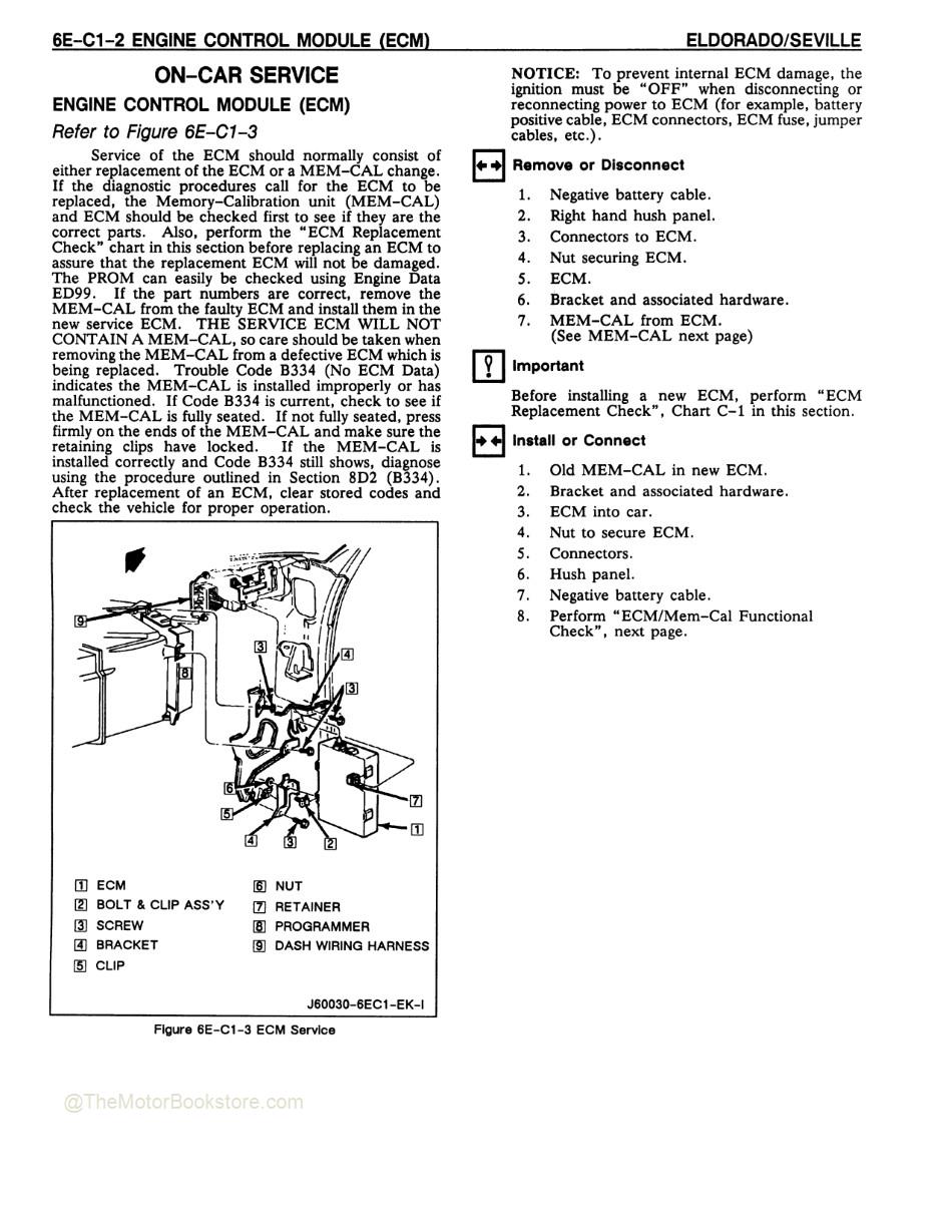 1989 Cadillac Eldorado, Seville Shop Manual - Engine Control Module